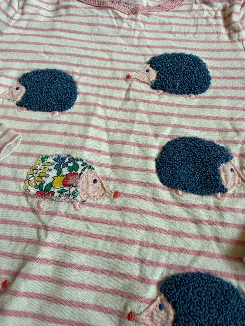 Baby Boden Pink Striped Set with Hedgehog Appliques